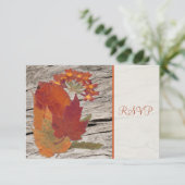 Dried Autumn Leaves and Flowers RSVP Card (Standing Front)