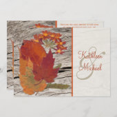 Dried Autumn Leaves and Flowers Wedding Invitation (Front/Back)