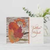 Dried Autumn Leaves and Flowers Wedding Invitation (Standing Front)