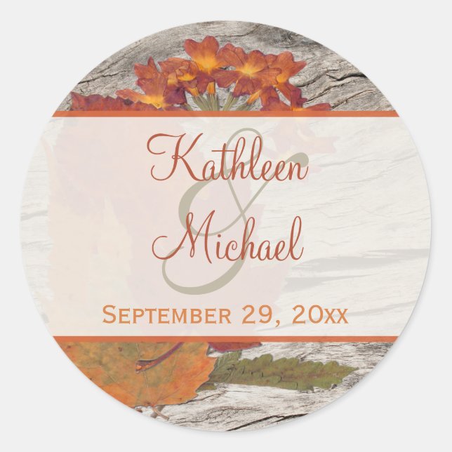Dried Autumn Leaves, Flowers 1.5" Diameter Sticker (Front)