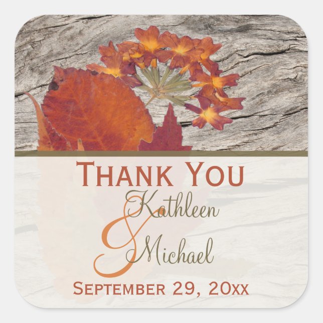 Dried Autumn Leaves, Flowers 1.5" Wedding Sticker (Front)