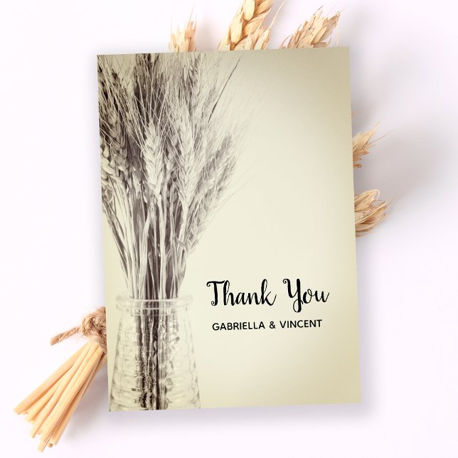 Dried Barley Bottle Country Farm Wedding Thank You Card (Creator Uploaded)