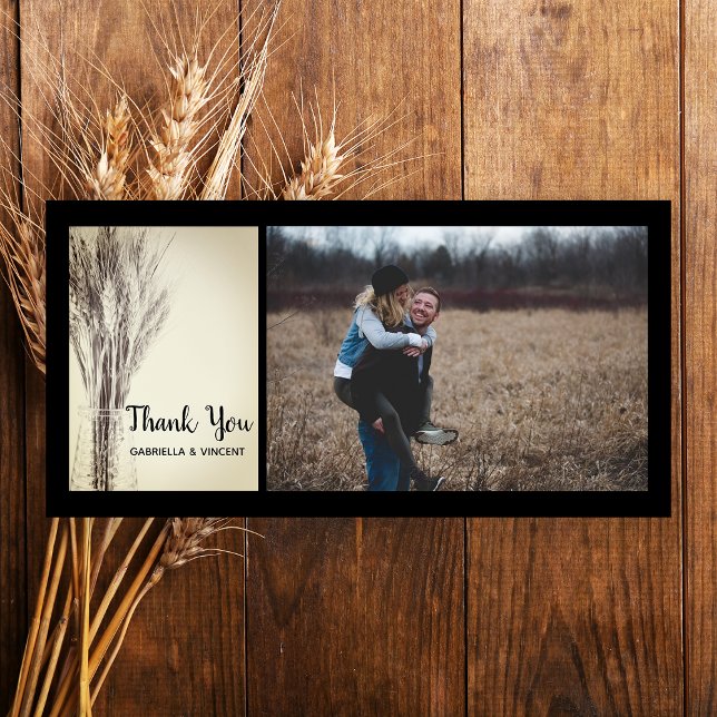 Dried Barley Bottle Country Farm Wedding Thank You Card (Creator Uploaded)