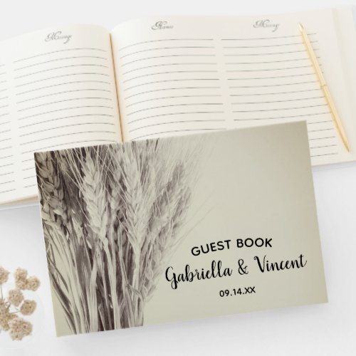 Dried Barley Country Farm Wedding Guest Book