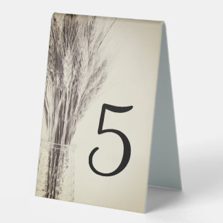 Dried Barley in Bottle Farm Wedding Table Numbers Tent