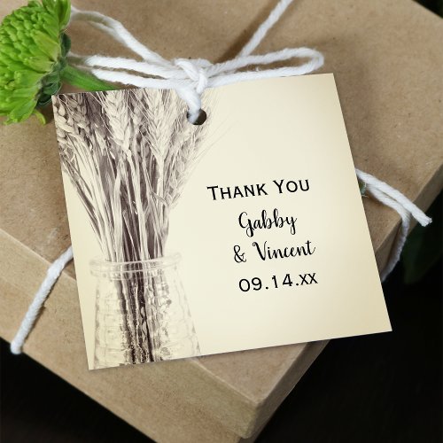 Dried Barley in Milk Bottle Farm Wedding Favor Tags