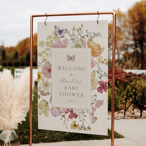 Dried Boho Wildflower Baby Shower Welcome Sign