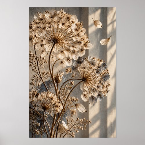 Dried Botanical Seed Heads in Warm Neutral Light W Poster