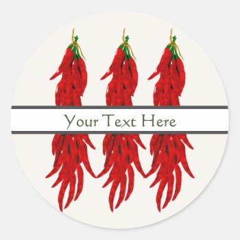 Dried Chili Peppers Classic Round Sticker by windyone at Zazzle
