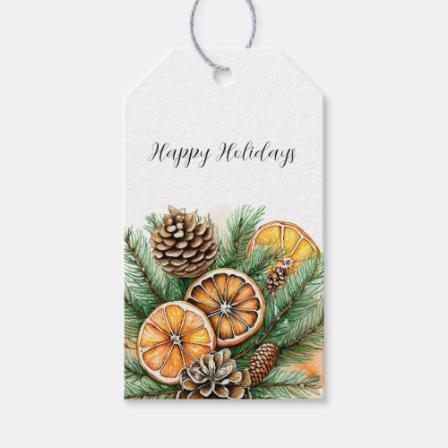 Dried Citrus And Pine Cones Christmas Holiday Gift Tags