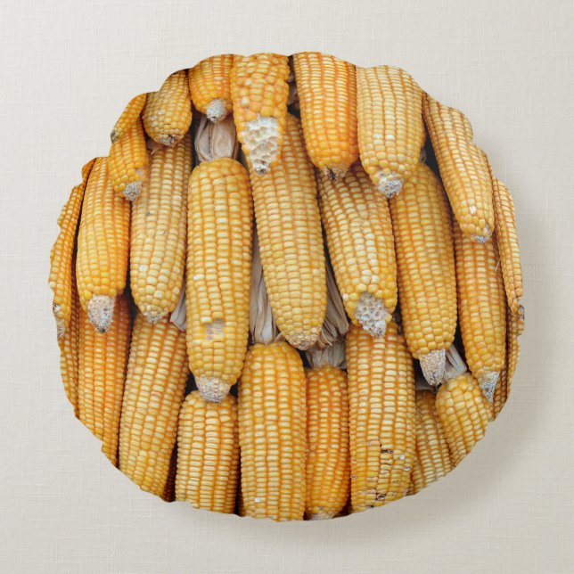 Dried corn that was stacked . round pillow (Front)