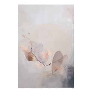 Dried Eucalyptus Leaves Gold Circle Minimal Art Poster