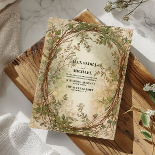 Dried Fan Palm Oasis Botanical Wedding Invitation