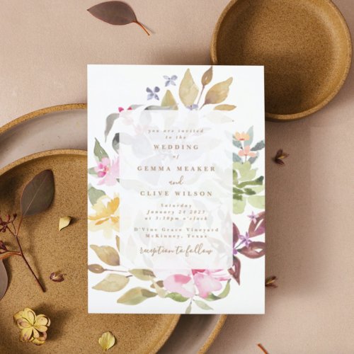 Dried Floral Watercolor Art Wedding Invitation