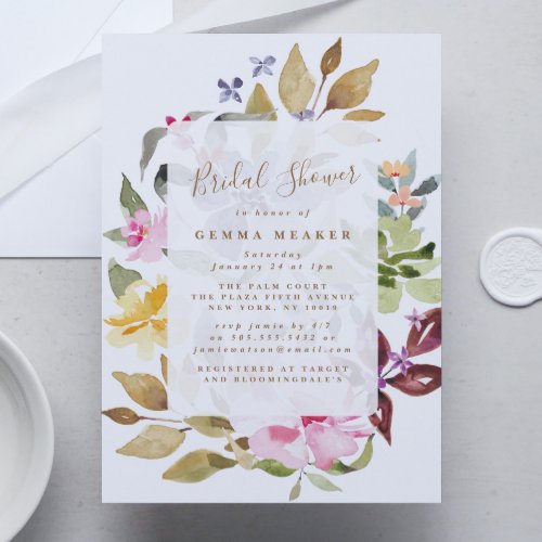 Dried Floral Watercolor Bridal Shower Invitation