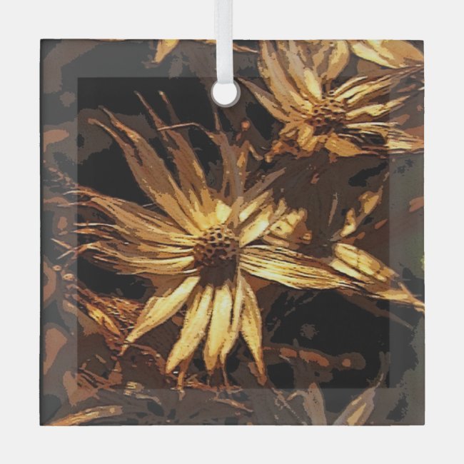 Dried Flower Abstract Beveled Glass Ornament