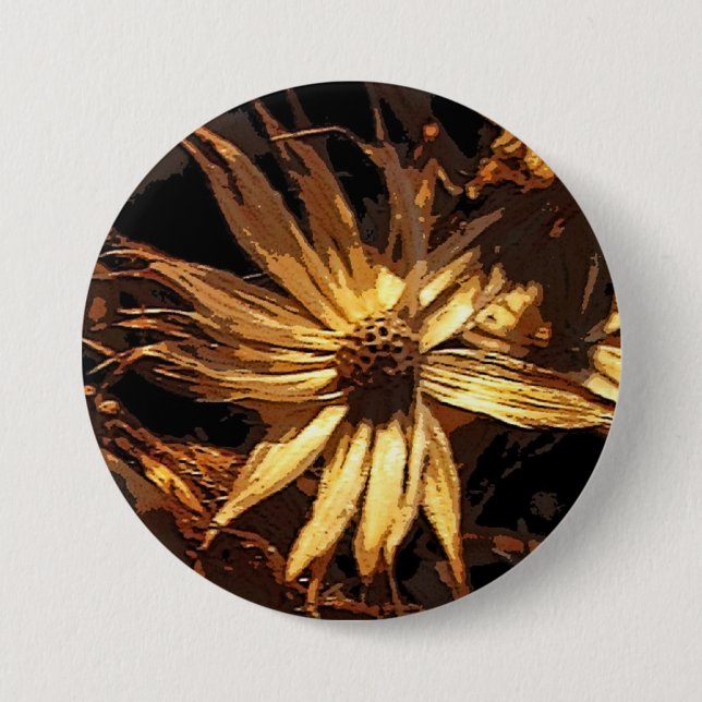 Dried Flower Abstract Pinback Button (Front)