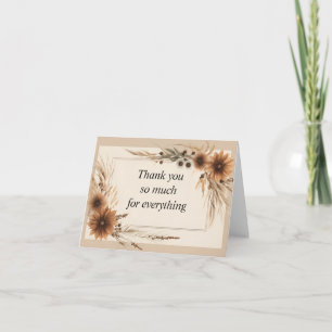 Dried Flower and Grass Frame and Border Letterpress Thank You Card