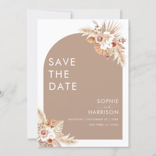 Dried Flower Arch Boho Pampas Grass Save The Date Invitation