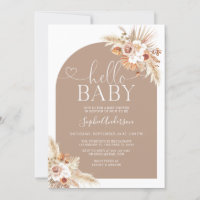 Dried Flower Arch Pampas Grass Boho Baby Shower Invitation