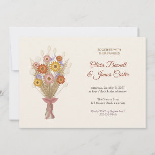 Dried Flower Bouquet Boho Wedding Invitation