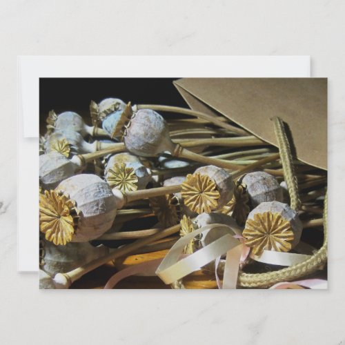 Dried Flower Poppy Pods Custom Invites