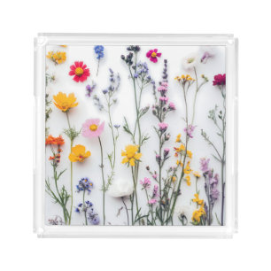 DRIED FLOWERS AESTHETIC FLORAL WILDFLOWER ACRYLIC TRAY
