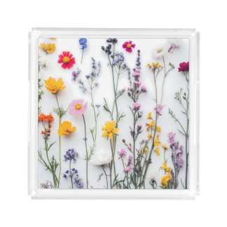 DRIED FLOWERS AESTHETIC FLORAL WILDFLOWER ACRYLIC TRAY