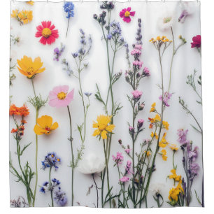 DRIED FLOWERS AESTHETIC FLORAL WILDFLOWER SHOWER CURTAIN