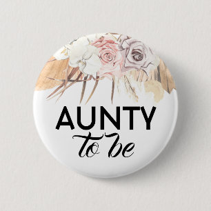 Dried Flowers and Leaves Aunty to Be Baby Shower Button