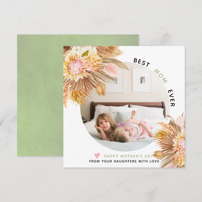 Dried flowers Best Mom Ever Mother's Day photo Holiday Card (Front/Back)