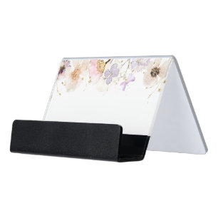 Dried Flowers Desk Business Card Holder