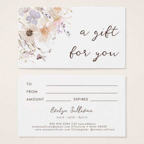 Dried flowers elegant gift card