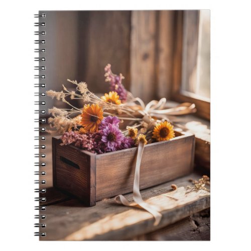 Dried Flowers In Wooden Box Notebook