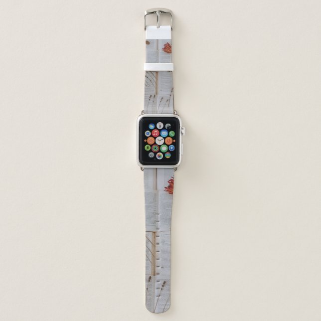 Dried flowers on books apple watch band (Front)