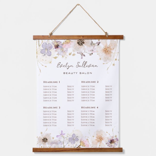 Dried flowers Price List Hanging Tapestry (Front)