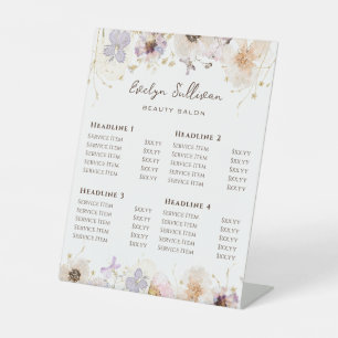 Dried Flowers Price List Pedestal Sign