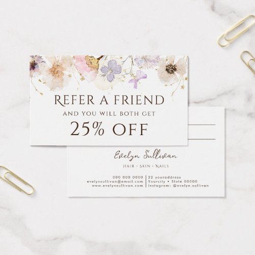 Dried flowers referral card