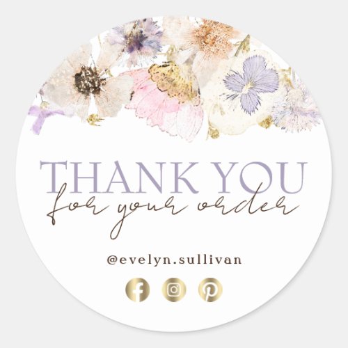 Dried flowers thank you sticker