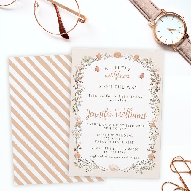 Dried flowers wildflower  fall girl baby shower invitation (Creator Uploaded)