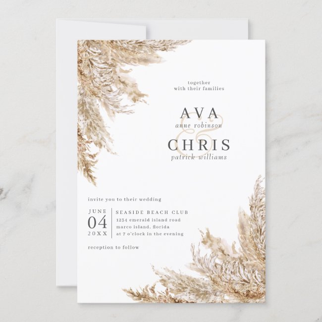 Dried Grass Pampas Wedding Invitation