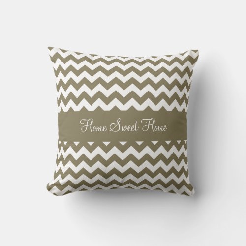 Dried Herb Olive Green Chevron Throw Pillow