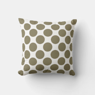 Dried Herb Olive Green Polka Dots Throw Pillow