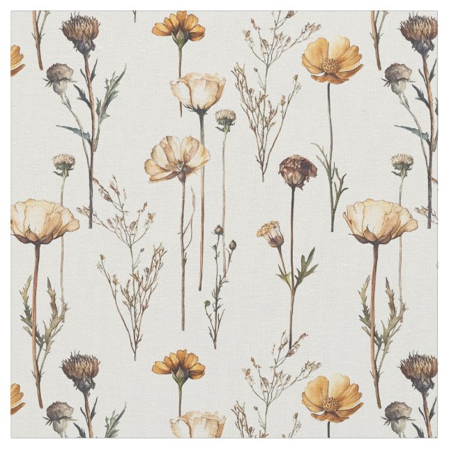 Dried herbs vintage wildflowers leaves and pressed fabric (Close Up)