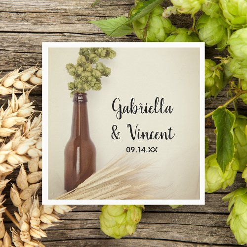 Dried Hops and Wheat Brewery Wedding Napkins