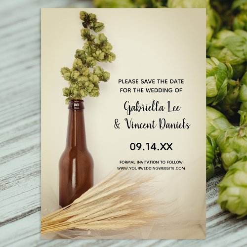 Dried Hops and Wheat Brewery Wedding Save the Date