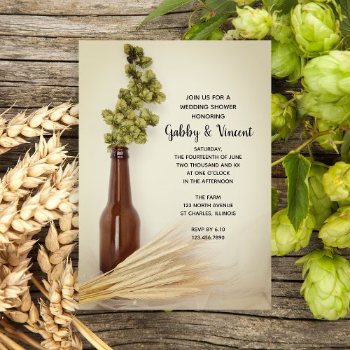 Dried Hops and Wheat Brewery Wedding Shower  Invitation