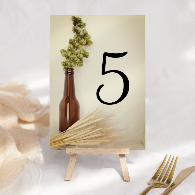 Dried Hops and Wheat Brewery Wedding Table Number (Creator Uploaded)