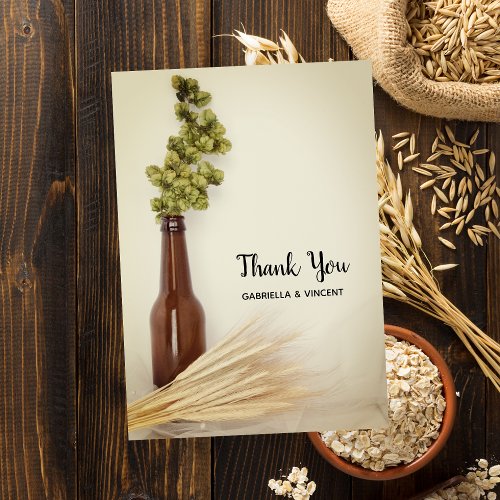 Dried Hops and Wheat Brewery Wedding Thank You