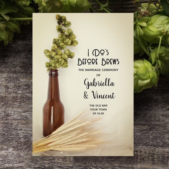 Dried Hops and Wheat Brewery Wedding  Tri-Fold Program (Creator Uploaded)